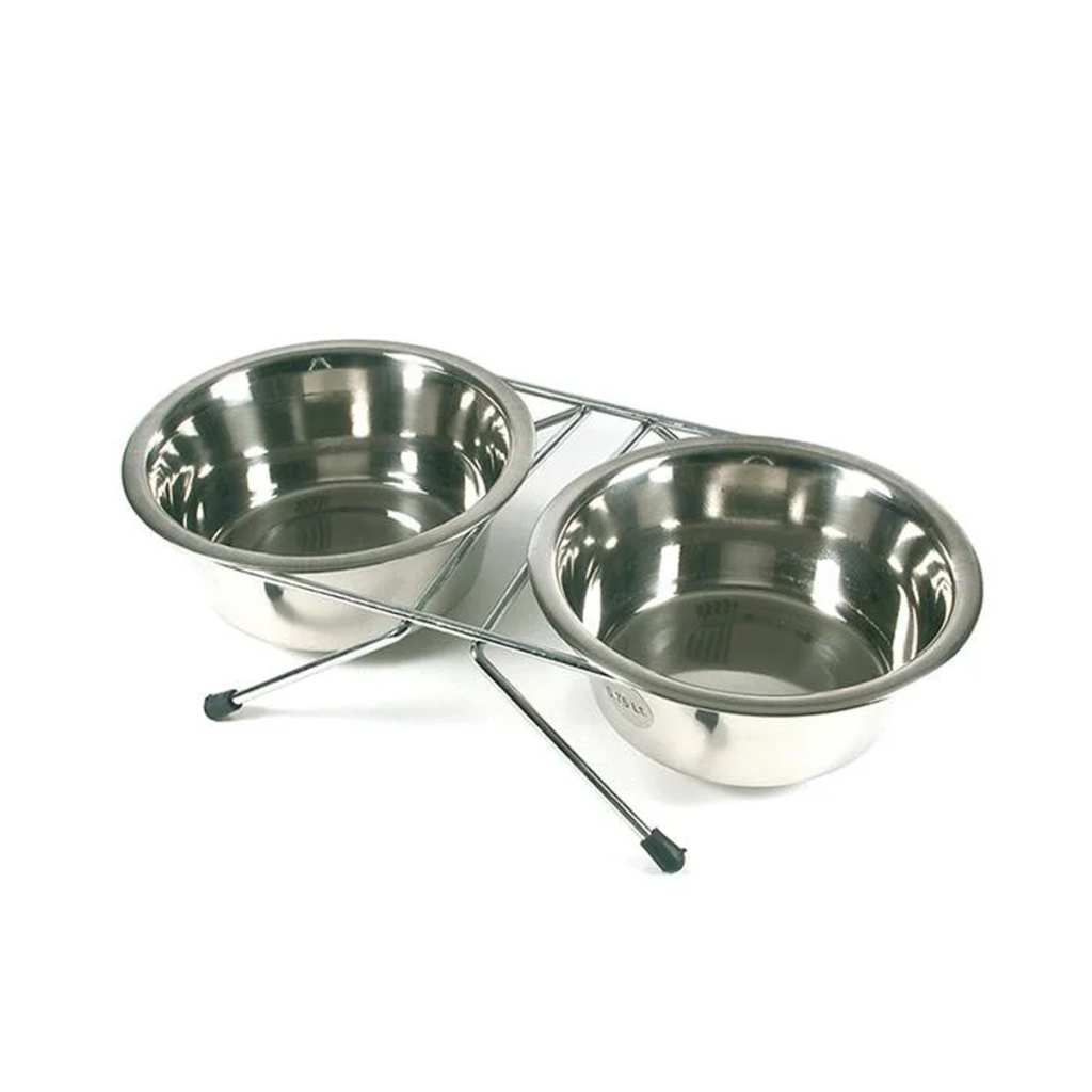 Comedero doble con soporte