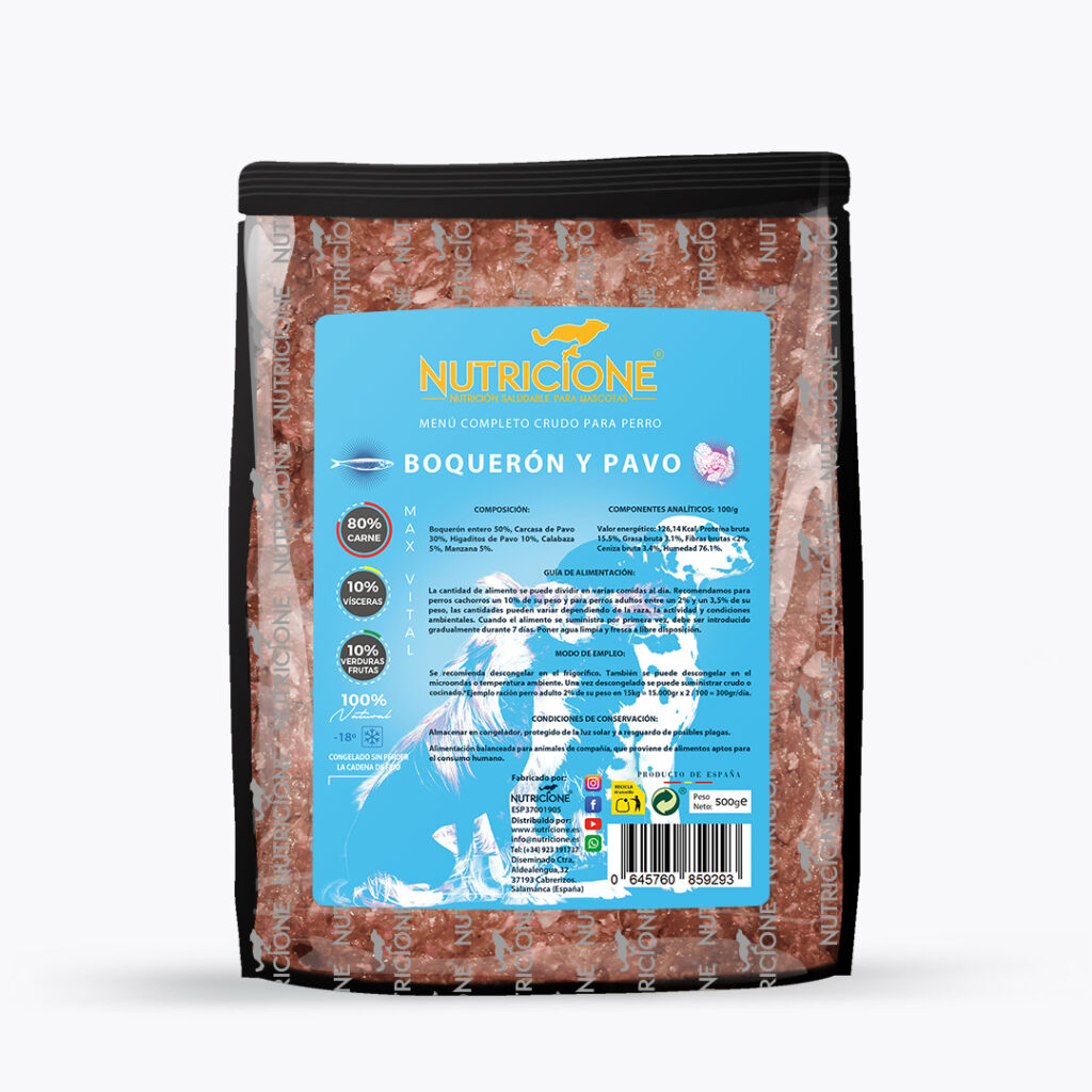 Menú Barf de pescado y pavo Nutricione