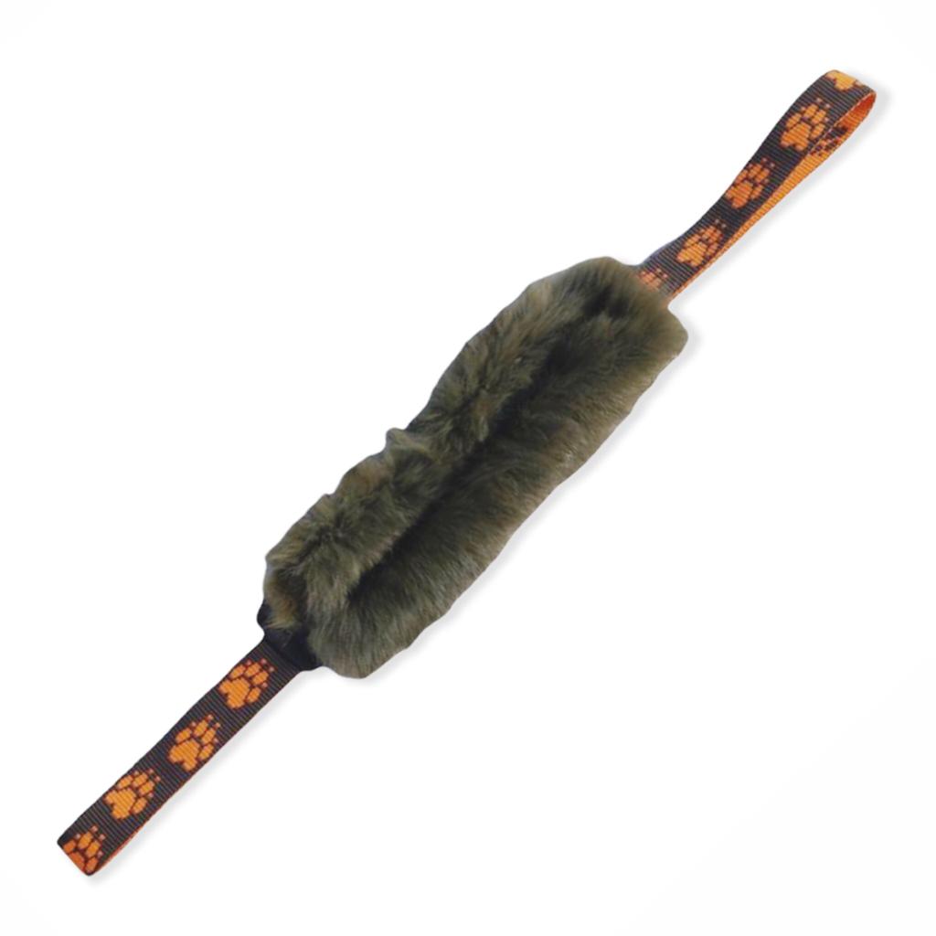 Mordedor de piel de conejo con dos asas